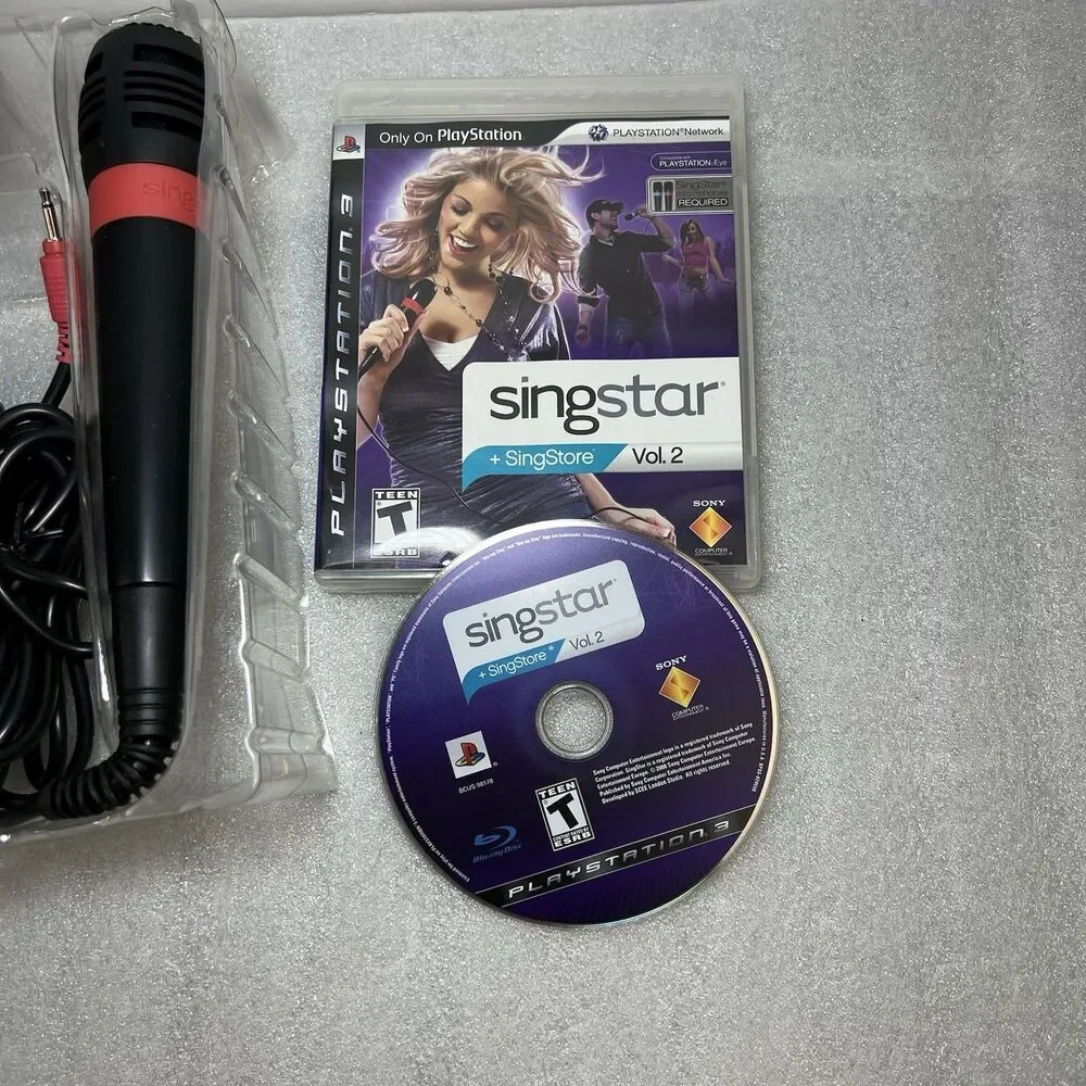 SINGSTAR Vol 2 Video Game W 2 Microphone & Dangle Complete Play Station 3 PS3